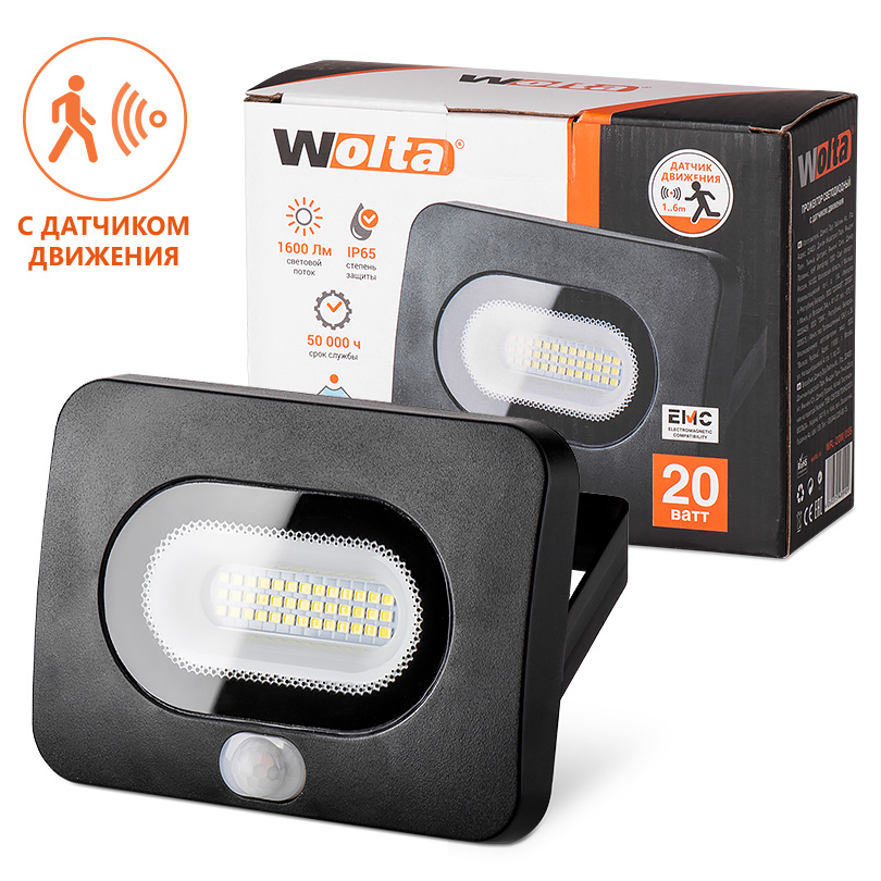 Картинка светодиодный светильник  Wolta WFL-20W/05S 20Вт 5500К 