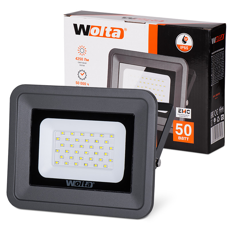 Картинка светодиодный светильник  Wolta WFL-50W/06 50Вт 5500К 