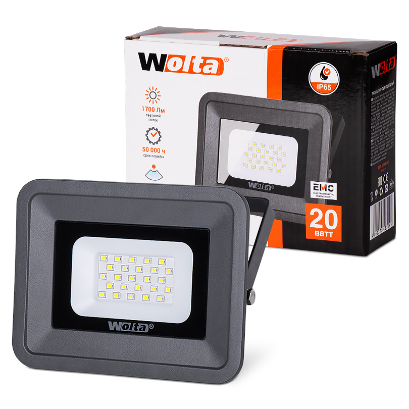 Картинка светодиодный светильник  Wolta WFL-20W/06 20Вт 5500К 