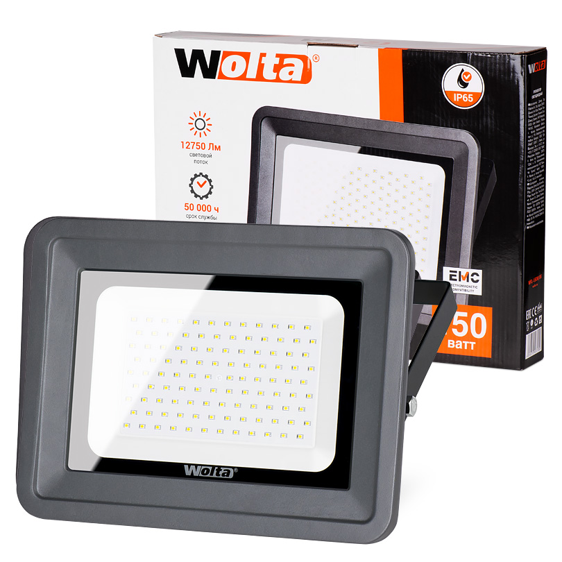 Картинка светодиодный светильник  Wolta WFL-150W/06 150Вт 5500К 