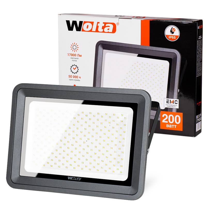Картинка светодиодный светильник  Wolta WFL-200W/06 200Вт 5500К 
