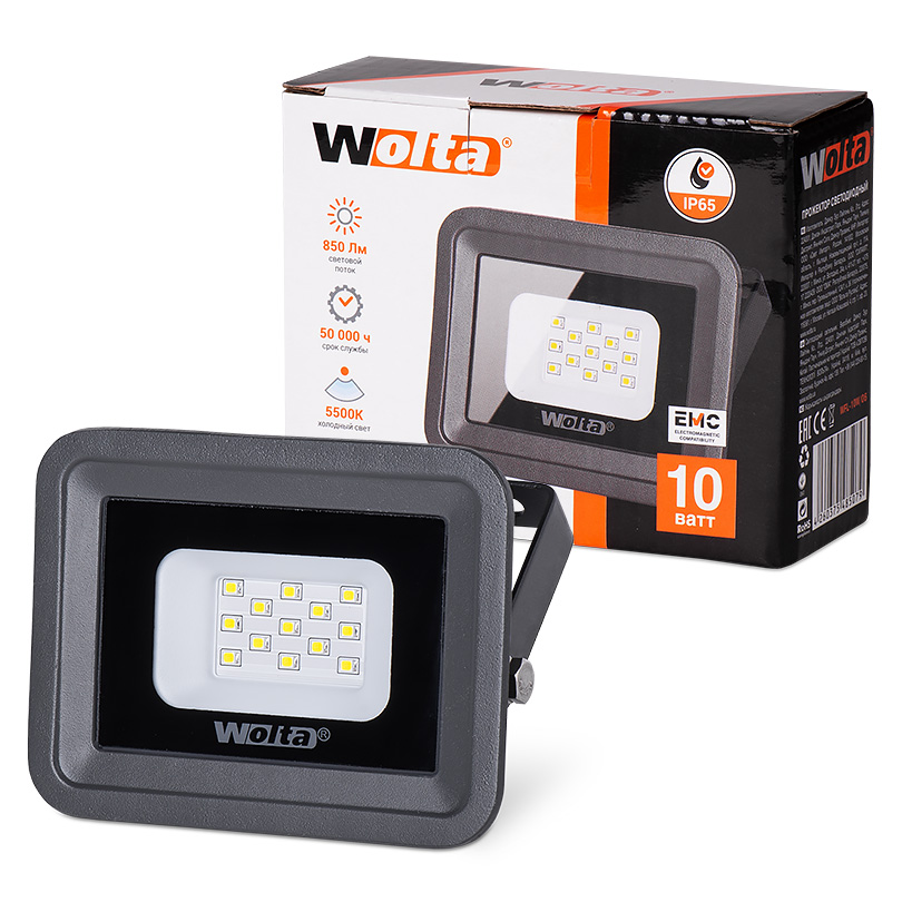 Картинка светодиодный светильник  Wolta WFL-10W/06 10Вт 5500К 