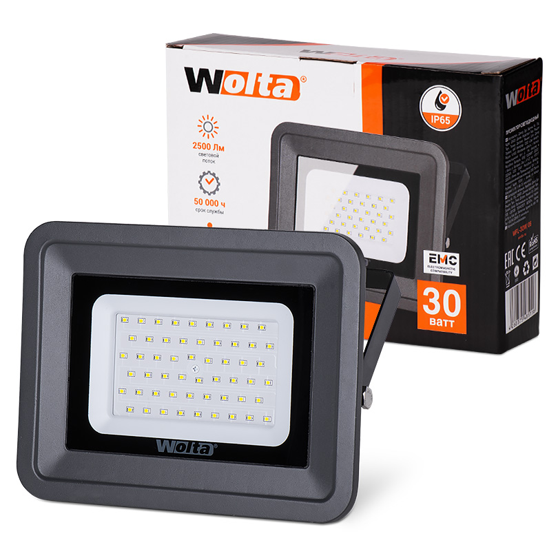 Картинка светодиодный светильник  Wolta WFL-30W/06 30Вт 5500К 