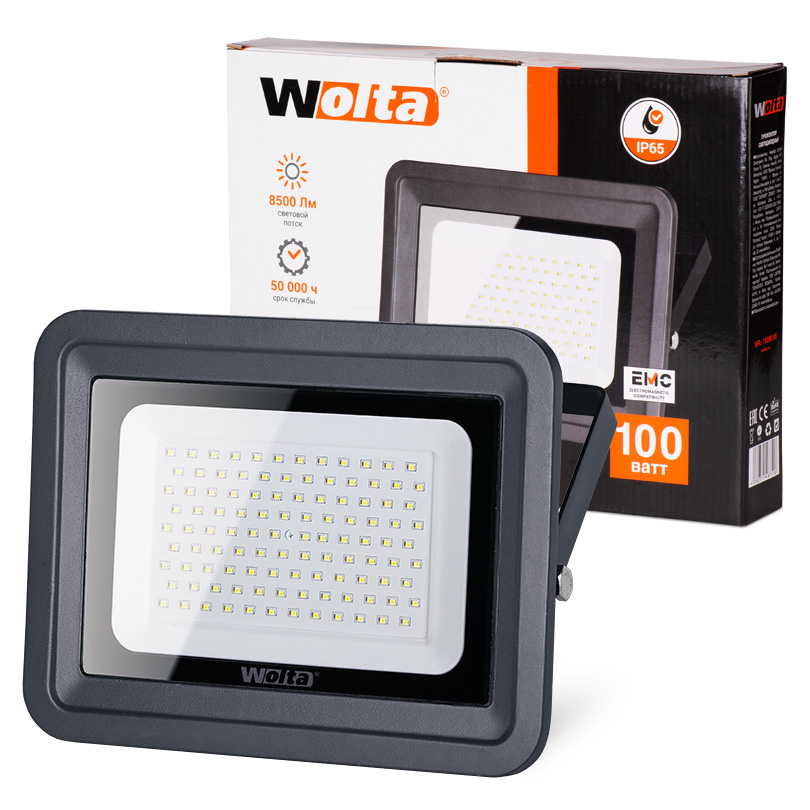 Картинка светодиодный светильник  Wolta WFL-100W/06 100Вт 5500К 